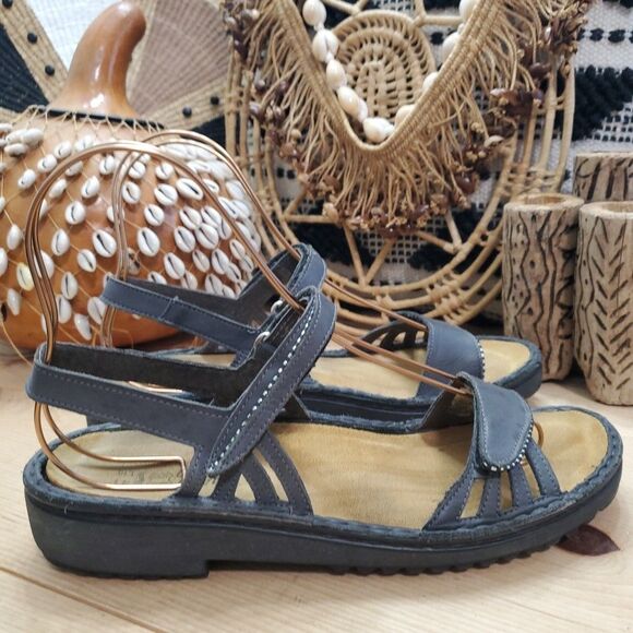 Naot Anika Women's US 10/41 Leather Slingback Sandals Gray Comfort Boho Casual - Picture 1 of 13